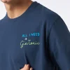 T-shirt da uomo in cotone pesante con ricamo All I need is Gin Tonic