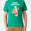 T-shirt da uomo in cotone pesante con stampa Homer Simpson Merry Christmas | EDIZIONE SPECIALE I SIMPSON
