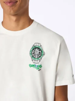 T-shirt da uomo in cotone pesante Arnott con stampa orologio Crypto Starducks | EDIZIONE SPECIALE CRYPTO PUPPETS