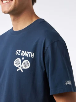 T-shirt da uomo in cotone pesante con stampa Padel