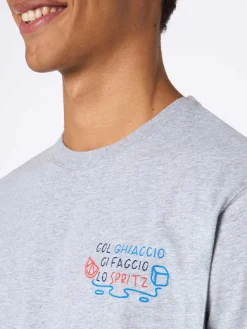 T-shirt da uomo in cotone pesante Arnott con ricamo Col ghiaccio ci faccio lo Spritz | EDIZIONE SPECIALE INSULTI LUMINOSI