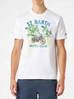 T-shirt da uomo in cotone con stampa moto
