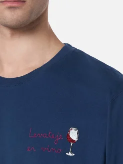 T-shirt da uomo in cotone pesante Arnott con ricamo Lavateje er vino | VACANZE DI NATALE EDIZIONE SPECIALE