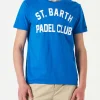 T-shirt da uomo in cotone trattamento vintage con stampa St. Barth Padel Club