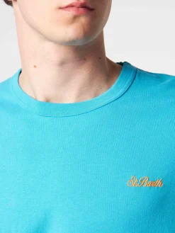 T-shirt da uomo in cotone azzurro