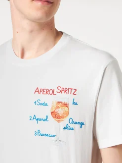 T-shirt da uomo in cotone con ricamo frontale Aperol Spritz | EDIZIONE SPECIALE APEROL