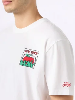 T-shirt da uomo in cotone con stampa fronte e retro del disegno Keith Haring | KEITH HARING EDIZIONE SPECIALE