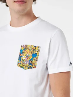 T-shirt da uomo in cotone Blanche con taschino stampato Simpsons | EDIZIONE SPECIALE I SIMPSON