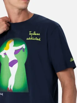 T-shirt da uomo in cotone con stampa piazzata e ricamo Lodola | MARCO LODOLA EDIZIONE SPECIALE