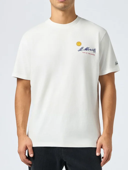 T-shirt da uomo in cotone pesante Arnott con stampa sole St. Moritz | ST. MORITZ TOP OF THE WORLD SPECIAL EDITION