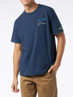 T-shirt da uomo in cotone pesante con ricamo All I need is Gin Tonic