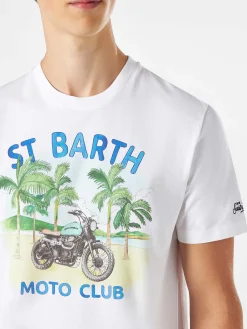T-shirt da uomo in cotone con stampa moto