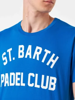 T-shirt da uomo in cotone trattamento vintage con stampa St. Barth Padel Club