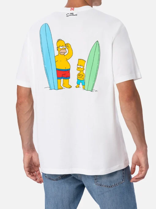 T-shirt da uomo in cotone con ricamo frontale The Simpsons e stampa sul retro | EDIZIONE SPECIALE SIMPSON