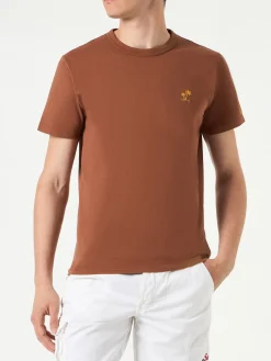 T-shirt da uomo in cotone marrone