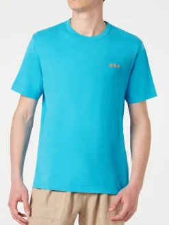 T-shirt da uomo in cotone azzurro