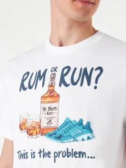 T-shirt da uomo in cotone con stampa Rum or Run