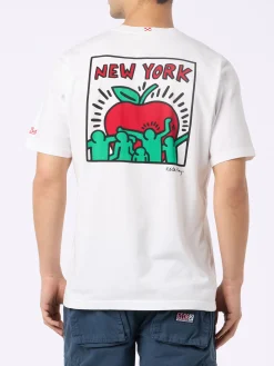 T-shirt da uomo in cotone con stampa fronte e retro del disegno Keith Haring | KEITH HARING EDIZIONE SPECIALE