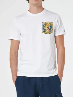 T-shirt da uomo in cotone Blanche con taschino stampato Simpsons | EDIZIONE SPECIALE I SIMPSON