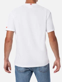 T-shirt da uomo in cotone con stampa piazzata Saluti da Capri