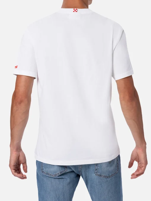 T-shirt da uomo in cotone con stampa piazzata Saluti da Capri