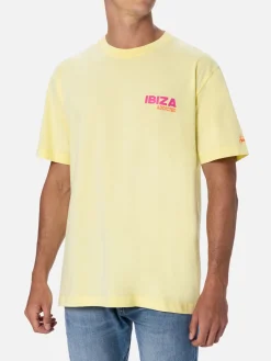 T-shirt da uomo in cotone con stampa piazzata cartolina Ibiza Addicted