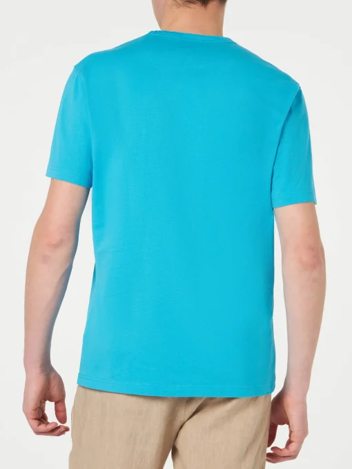 T-shirt da uomo in cotone azzurro