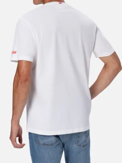 T-shirt da uomo in cotone con stampa piazzata e ricamo Montecarlo