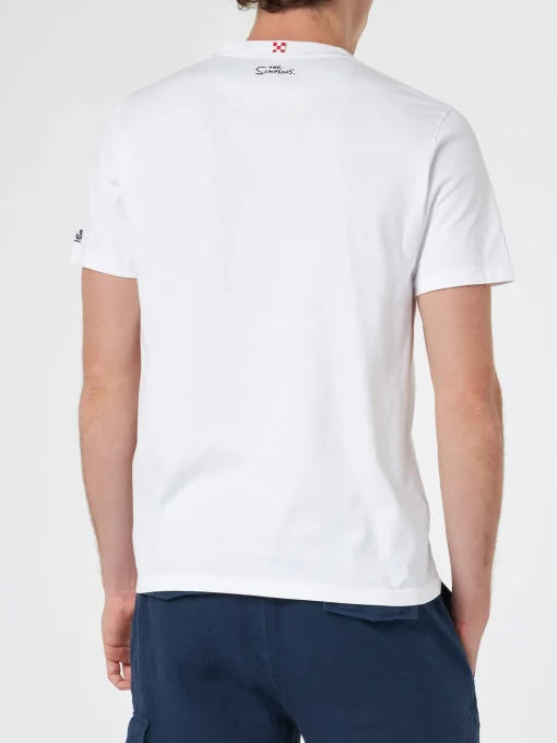 T-shirt da uomo in cotone Blanche con taschino stampato Simpsons | EDIZIONE SPECIALE I SIMPSON
