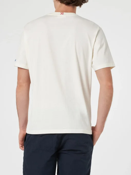 T-shirt da uomo in cotone con stampa piazzata Happy Hour