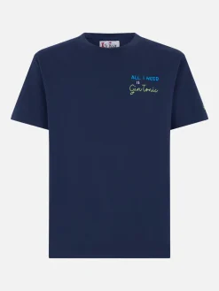 T-shirt da uomo in cotone pesante con ricamo All I need is Gin Tonic