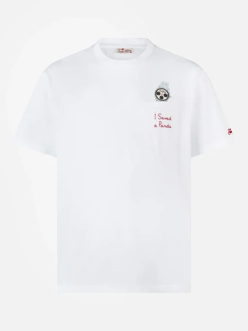 T-shirt da uomo in cotone Austin con stampa orologio e ricamo