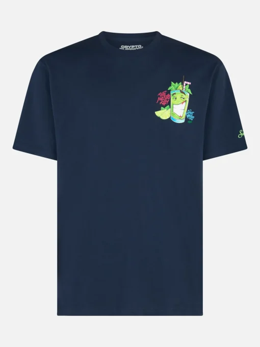 T-shirt da uomo in cotone con stampa piazzata Cryptopuppets Mojito davanti e dietro | EDIZIONE SPECIALE CRYPTOPUPPETS