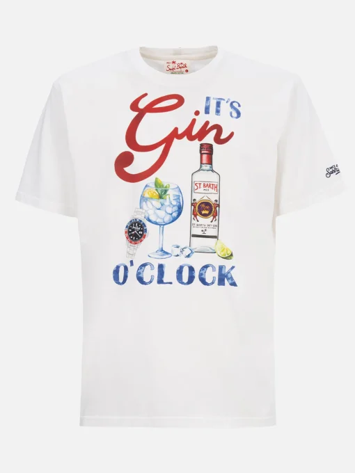 T-shirt da uomo in cotone con stampa piazzata It's Gin o'clock
