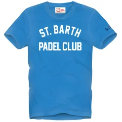 T-shirt da uomo in cotone trattamento vintage con stampa St. Barth Padel Club