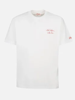 T-shirt da uomo in cotone con ricamo frontale The Simpsons e stampa sul retro | EDIZIONE SPECIALE SIMPSON