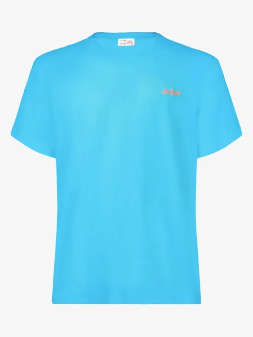 T-shirt da uomo in cotone azzurro