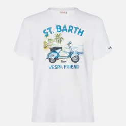 T-shirt da uomo in cotone con stampa St. Barth Vespa Friend | EDIZIONE SPECIALE VESPA®