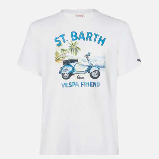 T-shirt da uomo in cotone con stampa St. Barth Vespa Friend | EDIZIONE SPECIALE VESPA®