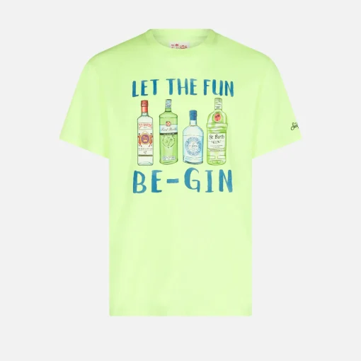 T-shirt da uomo in cotone con stampa Let the Fun Be-Gin