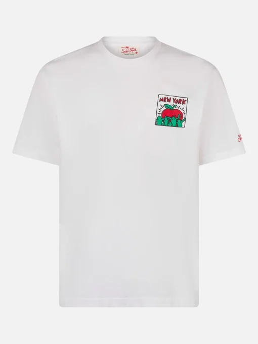 T-shirt da uomo in cotone con stampa fronte e retro del disegno Keith Haring | KEITH HARING EDIZIONE SPECIALE