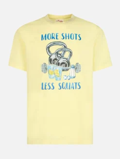 T-shirt da uomo in cotone con stampa piazzata More Shots Less Squats