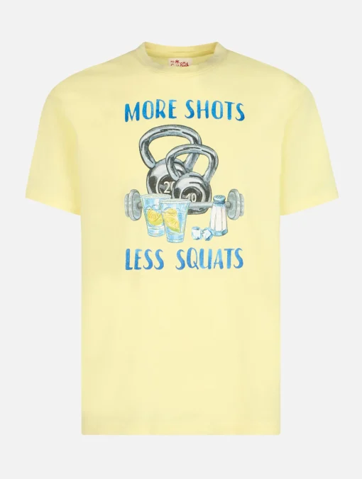 T-shirt da uomo in cotone con stampa piazzata More Shots Less Squats