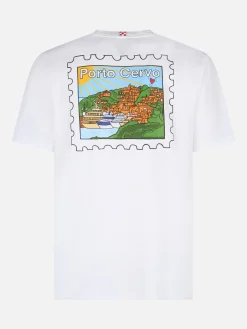 T-shirt da uomo in cotone con stampa fronte e retro cartolina di Porto Cervo | EDIZIONE SPECIALE ALESSANDRO ENRIQUEZ