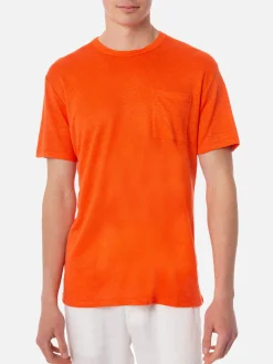 T-shirt da uomo in jersey di lino arancione