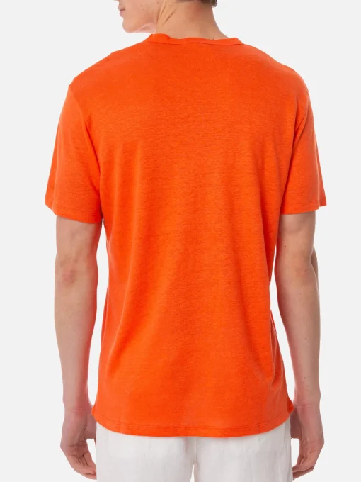 T-shirt da uomo in jersey di lino arancione