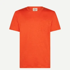 T-shirt da uomo in jersey di lino arancione