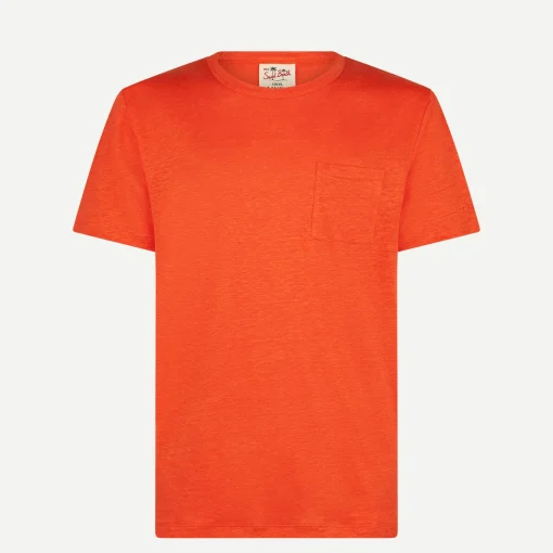 T-shirt da uomo in jersey di lino arancione