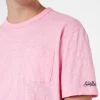 T-shirt da uomo President in cotone fiammato rosa con ricamo