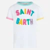 T-shirt girocollo da bambina Elly in jersey di cotone con patch Saint Barth in spugna